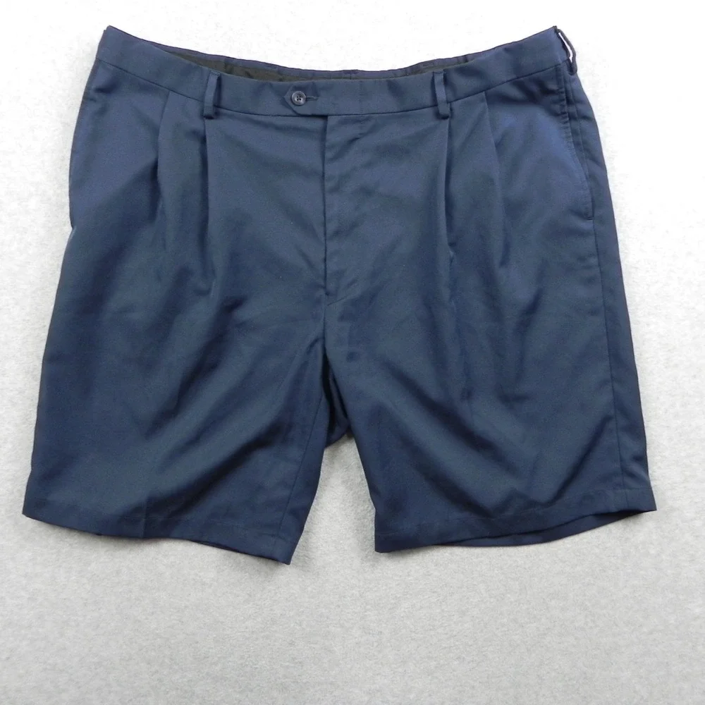 Jos A Bank‎ Shorts Mens 42 Traveler Golf Chino Casual Double Pleated Navy Blue